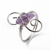 Natural Amethyst Chips with Vortex Finger Ring RJEW-L082-02P-04-2