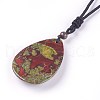 Adjustable Natural Indian Blood Stone Pendant Necklaces NJEW-A125-D02-3
