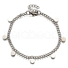 304 Stainless Steel Flat Round Charm Bracelets BJEW-R021-04P-4