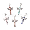 Dragonfly Natural Maifanite & Sodalite & Pink Zebra Jasper & Red Jasper & Magnesite & Alloy Pendant Decorations HJEW-JM03266-2