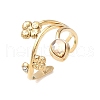 304 Stainless Steel Glass Rhinestone Cuff Rings RJEW-S626-08G-2