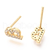 Brass Micro Pave Clear Cubic Zirconia Stud Earrings EJEW-O103-15G-2