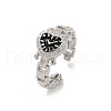 Brass Micro Pave Clear Cubic Zirconia with Enamel Cuff Rings RJEW-Z094-01P-02-4
