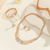 Rectangle Alloy Crystal Rhinestone Chain Necklaces & Bracelets & Stud Earrings & Rings Sets FS-WG37DB8-01-1