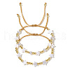 2Pcs Brass Round Beades Braided Bead Bracelets for Women BF4650-2