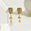 Brass Colorful Cubic Zirconia Teardrop Dangle Stud Earrings SA6678-2