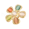 304 Stainless Steel with Cat Eye Stone Cuff Rings for Women RJEW-Z091-01G-2