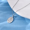 925 Sterling Silver Oval with Engraved Rose Flower Pendant Necklaces for Women NJEW-D316-03P-3