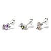 3Pairs 3Color Elegant S925 Sterling Silver Stud Earrings with Rhinestone KH6473-8-2