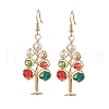 Brass Glass Beads Dangle Earrings EJEW-TA00662-3