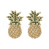 Pineapple Brass Micro Pave Cubic Zirconia Stud Earrings EJEW-A132-09G-4