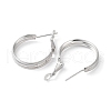 Rhodium Plated 925 Sterling Silver Hoop Earrings EJEW-K258-13P-2