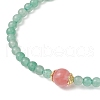 Natural Green Aventurine & Cherry Quartz Glass Round Beaded Stretch Bracelets for Women BJEW-JB11927-02-3