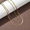304 Stainless Steel Flat Snake Chain Twisted Chain Double Layer Necklaces NJEW-S453-01G-A-5
