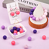 SOFPLATE 60Pcs 2 Styles Round Silicone Focal Beads with Fluorescence Acrylic Beads SIL-SP0001-01C-4