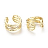 Brass Micro Pave Clear Cubic Zirconia Cuff Rings RJEW-I073-14G-3