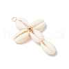 2Pcs 2 Colors Natural Cowrie Shell Beaded Cross Pendants PALLOY-JF03938-4