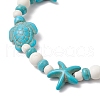 Starfish & Turtle Synthetic Turquoise Beads Stretch Bracelets for Women BJEW-JB11921-01-4
