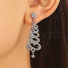Christmas Trees Alloy Rhinestone Dangle Stud Earrings EJEW-A112-01P-1