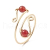 Copper Wire Wrapped Natural & Synthetic Gemstone Open Ring RJEW-JR00623-4