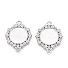 304 Stainless Steel Flat Round with Flower Connector Cabochon Settings STAS-N114-03P-1