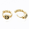 Brass Enamel Huggie Hoop Earrings EJEW-S210-012-NR-2