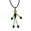 Halloween Theme Skeleton Glass Seed Beaded & Natural Black Onyx(Dyed & Heated) & Skull Dyed Synthetic Turquoise Pendant Necklaces NJEW-MZ00117-04-2