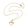 Brass Micro Pave Clear Cubic Zirconia & Natural White Shell Crown Heart Pendant Necklaces for Women NJEW-R027-02G-4