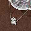 304 Stainless Steel White Enamel & Crystal Rhinestone Dog Pendant Necklaces for Women NJEW-M101-03P-4