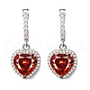 925 Sterling Silver Pave Cubic Zirconia Heart Hoop Earrings EJEW-C150-01B-01-4