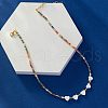 Natural Shell Heart Beads & Glass Seed Beaded Necklaces for Women WG67538-01-2