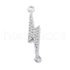 Rack Plating Brass Micro Pave Clear Cubic Zirconia Lightning Bolt Connector Charms KK-A234-067P-1