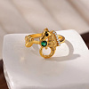 Brass Micro Pave Cubic Zirconia Cuff Rings for Women FS-WGE5B0B-06-1