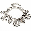 Vintage Alloy Heart & Elephant Charm Anklets for Women WG444E1-01-2