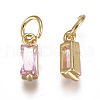 Brass Micro Pave Cubic Zirconia Charms ZIRC-F111-03G-03-2