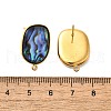 304 Stainless Steel Pave Natural Paua Shell Stud Earring Findings STAS-Z125-07G-3