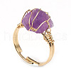Nuggets Alloy Wire Wrapped Natural Fluorite Cuff Rings FS-WGA7830-09-2
