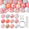 DIY Round Acrylic & Striped Resin Beads Pendants Making Kits DIY-YW0010-21B-1