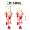 ANATTASOUL 2 Pairs 2 Colors Polyester Tassel with Pompom Chandelier Earrings EJEW-AN0001-75-2