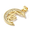 Rack Plating Brass Micro Pave Clear Cubic Zirconia Pendants KK-P267-11F-G-2