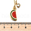 304 Stainless Steel Red Enamel Pendant Necklaces for Women NJEW-U043-02A-G-5