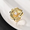 Flower Brass Finger Rings for Women RJEW-S622-06G-5
