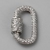 Brass Micro Pave Clear Cubic Zirconia Screw Carabiner Lock Charms DIY-WH0064-18P-1