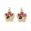 Brass Micro Pave Cubic Zirconia Pendants KK-N257-34G-1