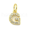 Letter Brass Micro Pave Clear Cubic Zirconia Pendants KK-K354-06G-G-1