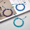 3Pcs Round Synthetic Moonstone Braided Bead Bracelets BJEW-SW00061-02-6