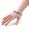 Synthetic Turquoise(Dyed) Chips & Imitation Pearl Beaded Bracelet with Alloy Turtle Charm BJEW-TA00145-3