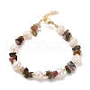 Natural Tourmaline Chip Beaded Bracelets for Women BJEW-F478-02B-1