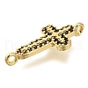 Brass Pave Black Cubic Zirconia Connector Charms KK-M101-02C-G01-2