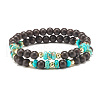 2Pcs 2 Style Natural Wood & Imperial Jasper Beaded Stretch Bracelets Set BJEW-JB07824-1